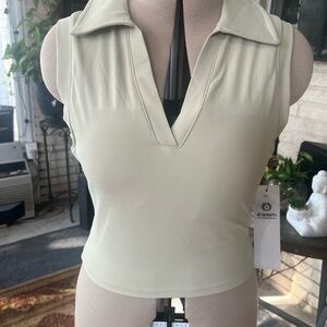 Mono B V-Neck Sleeveless Blouse in Green Khaki